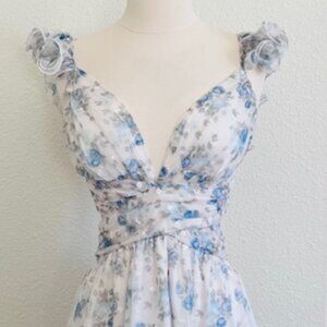 Windsor Marvelous Darling Lace-up Floral Chiffon Dress